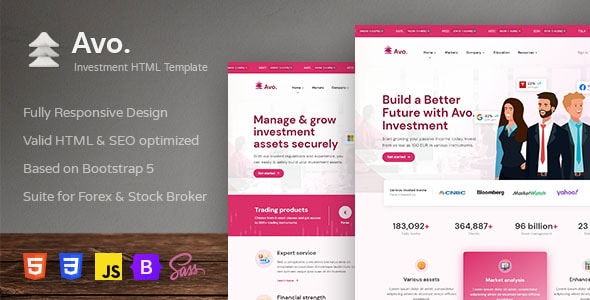 Avo - Finance and Investment HTML Template by Indonez