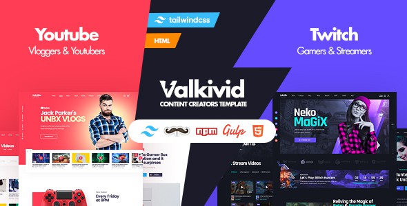 Valkivid - Tailwind CSS Content Creators HTML Template by dan_fisher