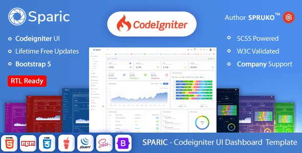 Sparic - Codeigniter Admin and dashboard Template by SPRUKO