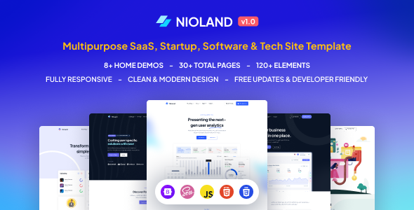 NioLand - SaaS & App Landing Page HTML Template by softnio