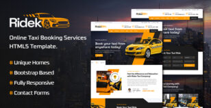Ridek - Online Taxi Booking Service HTML5 Template by DynamicLayers