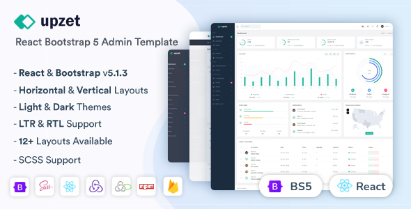 Upzet - React Admin & Dashboard Template by themesdesign
