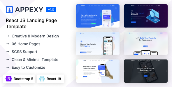 Appexy - React Landing Page Template by coderthemes