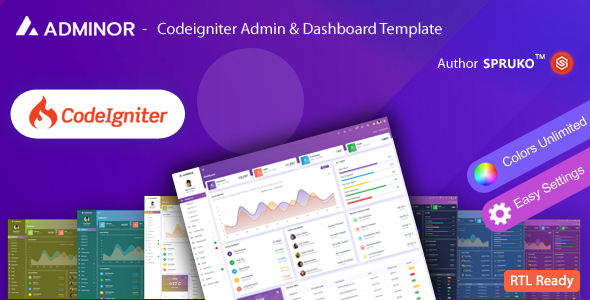 Adminor – CodeIgniter Admin and Dashboard Template by SPRUKO