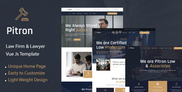 Pitron - Lawyers & Law Firm Vue Js Template by Themesmama