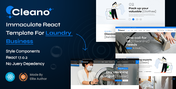 Cleano - Dry Cleaning Laundry Service React Template by ThemetechMount