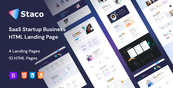 Staco - SaaS Startup Business Landing Page HTML5 Template by uigigs