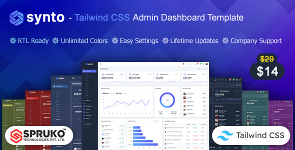 Synto – Tailwind CSS Admin Dashboard Template by SPRUKO