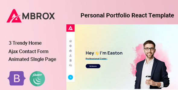 Ambrox - Personal Portfolio React Template by SoftCoderes