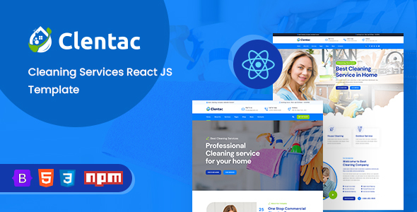 Clentac – Cleaning Services React JS Template by ThemeDox