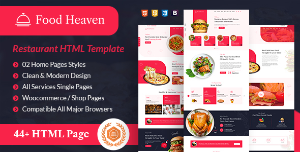 Food Heaven Restaurant and Recipe HTML Template by webstrot