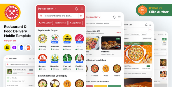 Eatsome - Restaurant & Food Delivery Mobile Template by askbootstrap