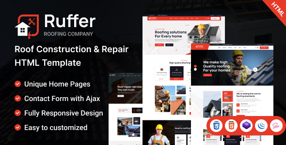 Ruffer – Roof Construction & Repair HTML Template by themeholy