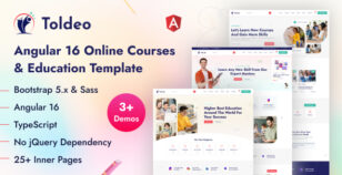 Toledo - Angular 16 Online Courses & Education Template by HiBootstrap