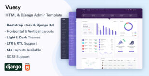 Vuesy - HTML & Django Admin Dashboard Template by themesdesign