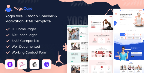 YogaCare - Coach, Speaker & Motivation HTML Template by hugebinary