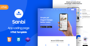 Sanbi - App Landing Page HTML Template by bimal-themes