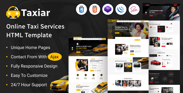 Taxiar - Online Taxi Service HTML Template by themeholy