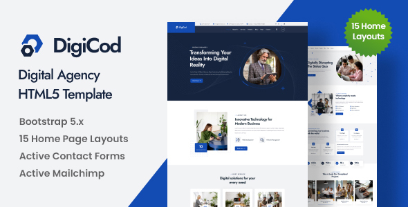 Digicod - Digital Agency HTML Template by ThemeMascot