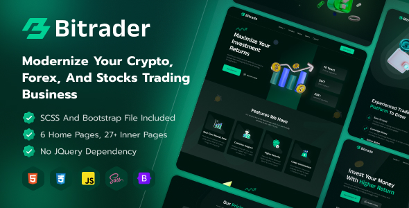 Bitrader - Crypto, Stock and Forex Trading Business HTML Template by TheTork