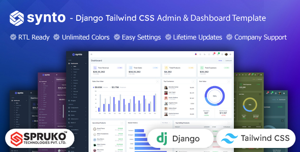 Synto - Django Tailwind CSS Admin & Dashboard Template by SPRUKO