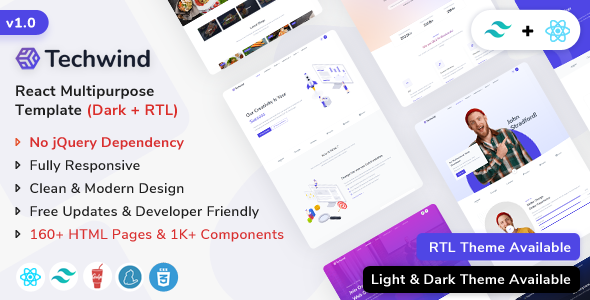 Techwind - React Saas & Software Multipurpose Landing Page Template by ShreeThemes
