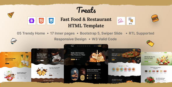 Treats - Fast Food & Restaurant HTML Template by KreativDev