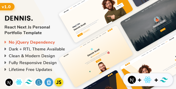 Dennis - React Next.js Personal Template by ShreeThemes