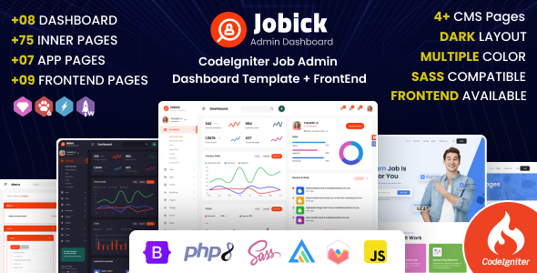 Jobick : CodeIgniter Job Admin Dashboard Template + FrontEnd by dexignlabs
