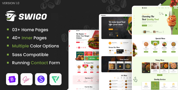 Swigo - Fast Food And Restaurant HTML Template by DexignZone
