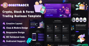 Digitrader - Crypto, Stock and Forex Trading Business LandingPage Template by SemoThemes