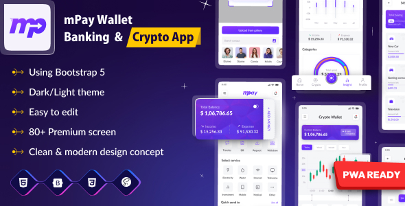 Mpay - E Wallet & Banking HTML Mobile Template by PixelStrap
