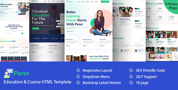 Penn - Education & Course HTML Template by themes_mountain