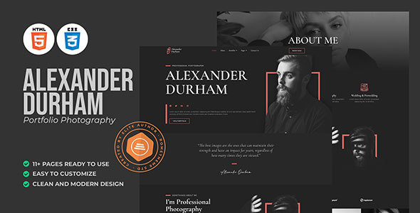 Alexander Durham - Portfolio Photography HTML Template by Rometheme