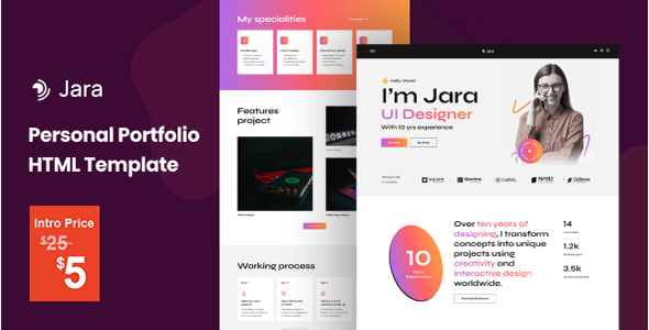 Jara - Personal Portfolio HTML Template by Marketify