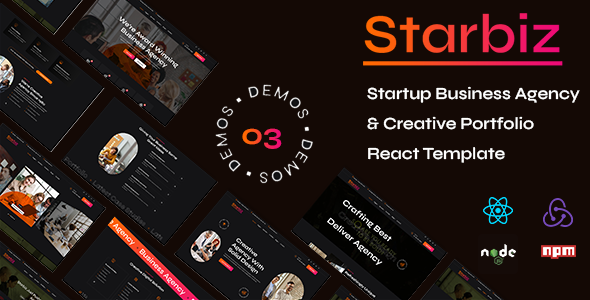 Starbiz - Startup Business Agency & Creative Portfolio React Template by skytouchinfotech