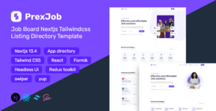 Prexjob | Job Board Nextjs Tailwindcss Listing Directory Template by Prexius