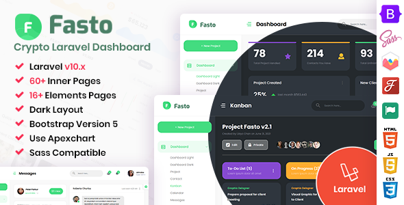 Fasto - Laravel Saas Admin Dashboard Template by DexignZone