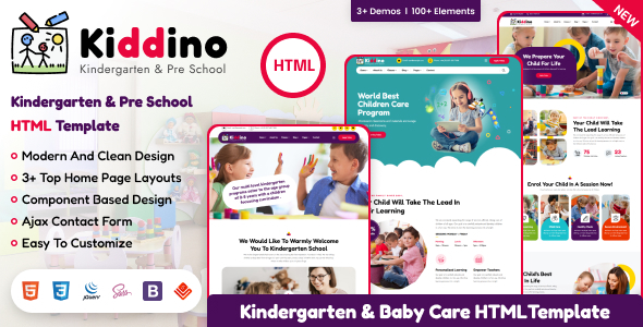 Kiddino - Kids, Children, School & Kindergarten HTML Template by vecuro_themes