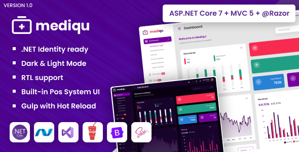 Mediqu – ASP.NET Core & MVC Bootstrap Hospital Admin Dashboard Template Dark-Light with RTL by DexignZone