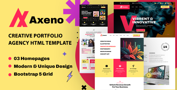 Axeno - Creative Portfolio Agency HTML Template by Codeliono