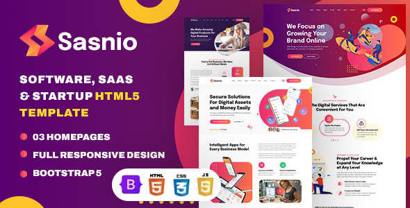Sasnio - Software, SaaS & Startup HTML5 Template by winsfolio