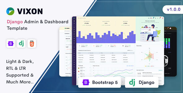 Vixon - Django & HTML Admin Dashboard Template by Themesbrand