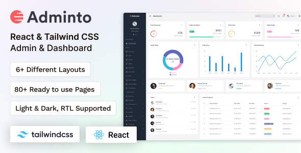 Adminto -  React Tailwind CSS Admin & Dashboard Template by coderthemes