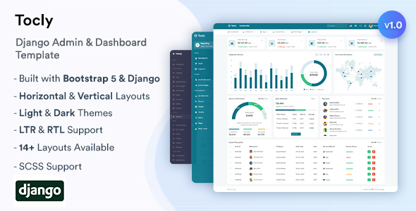 Tocly - Django Admin & Dashboard Template by themesdesign