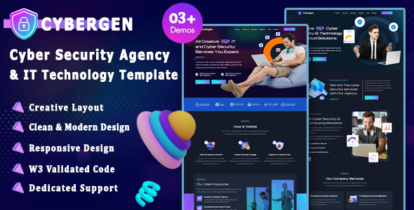 Cybergen - Cyber Security Agency & IT Technology Template by Plainthing-Studio