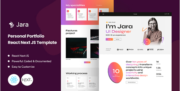 Jara - Personal Portfolio React NextJS Template by CodeeFly