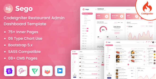 Sego - Codeigniter Restaurant Admin Dashboard Bootstrap Template by DexignZone
