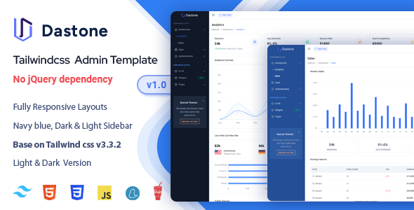 Dastone - Tailwind CSS Admin Dashboard Template by Mannat-Themes