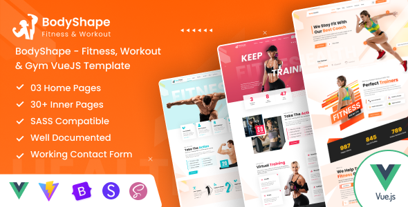 BodyShape - Fitness, Workout & Gym VueJS Template by DexignZone